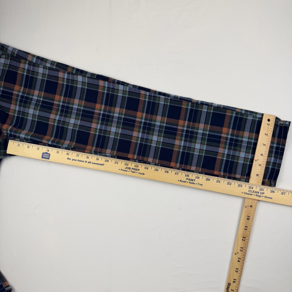 American Eagle Plaid Super Hi-Rise Skinny Trouser Sz 2 Blue Green Orange Stretch - Picture 8 of 15